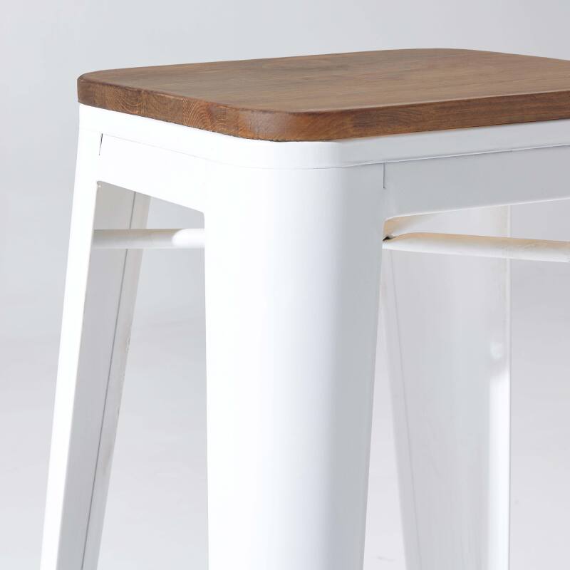 Lot de 4 tabourets de bar en acier mat et bois (2/6)