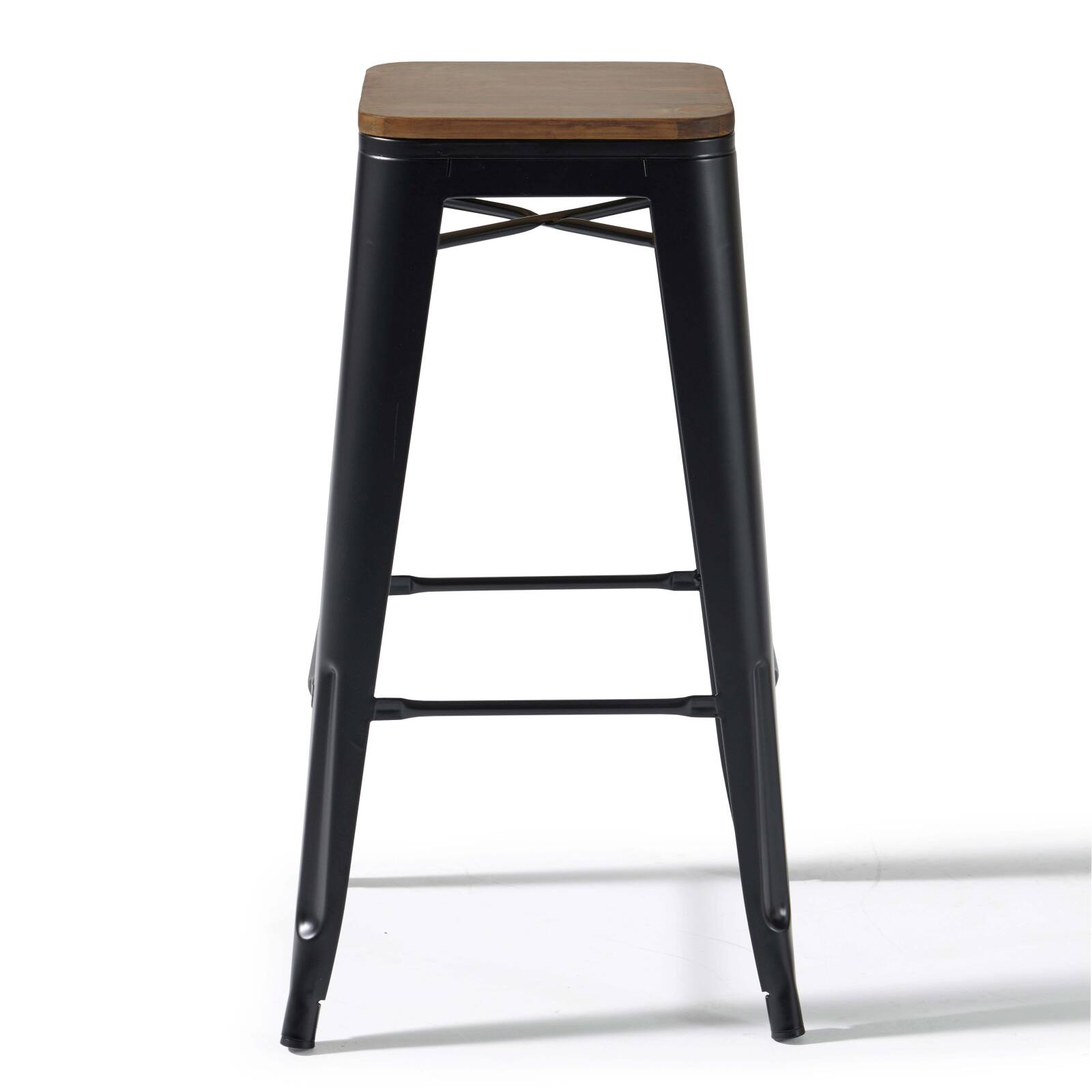 Lot de 4 tabourets de bar en acier mat et bois