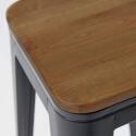 Lot de 4 tabourets de bar en acier mat et bois