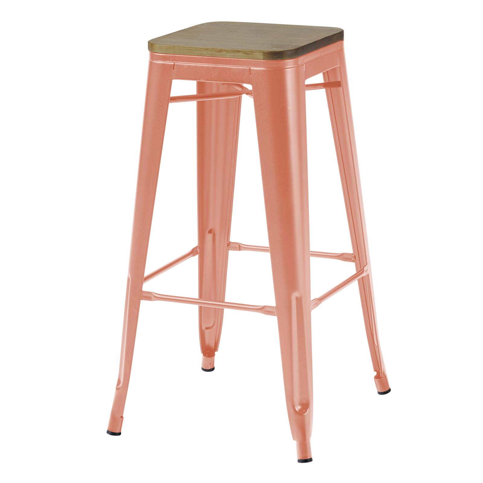 Lot de 4 tabourets de bar en acier mat et bois