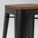 Lot de 4 tabourets de bar en acier mat et bois