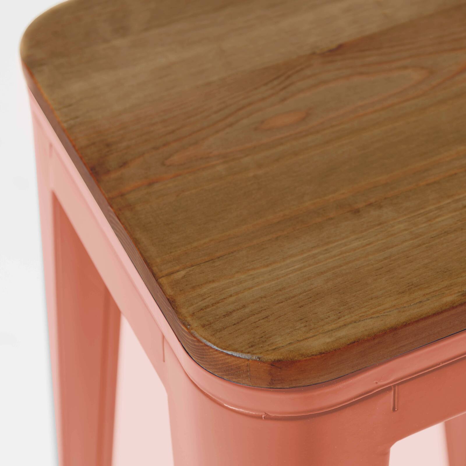 Lot de 4 tabourets de bar en acier mat et bois