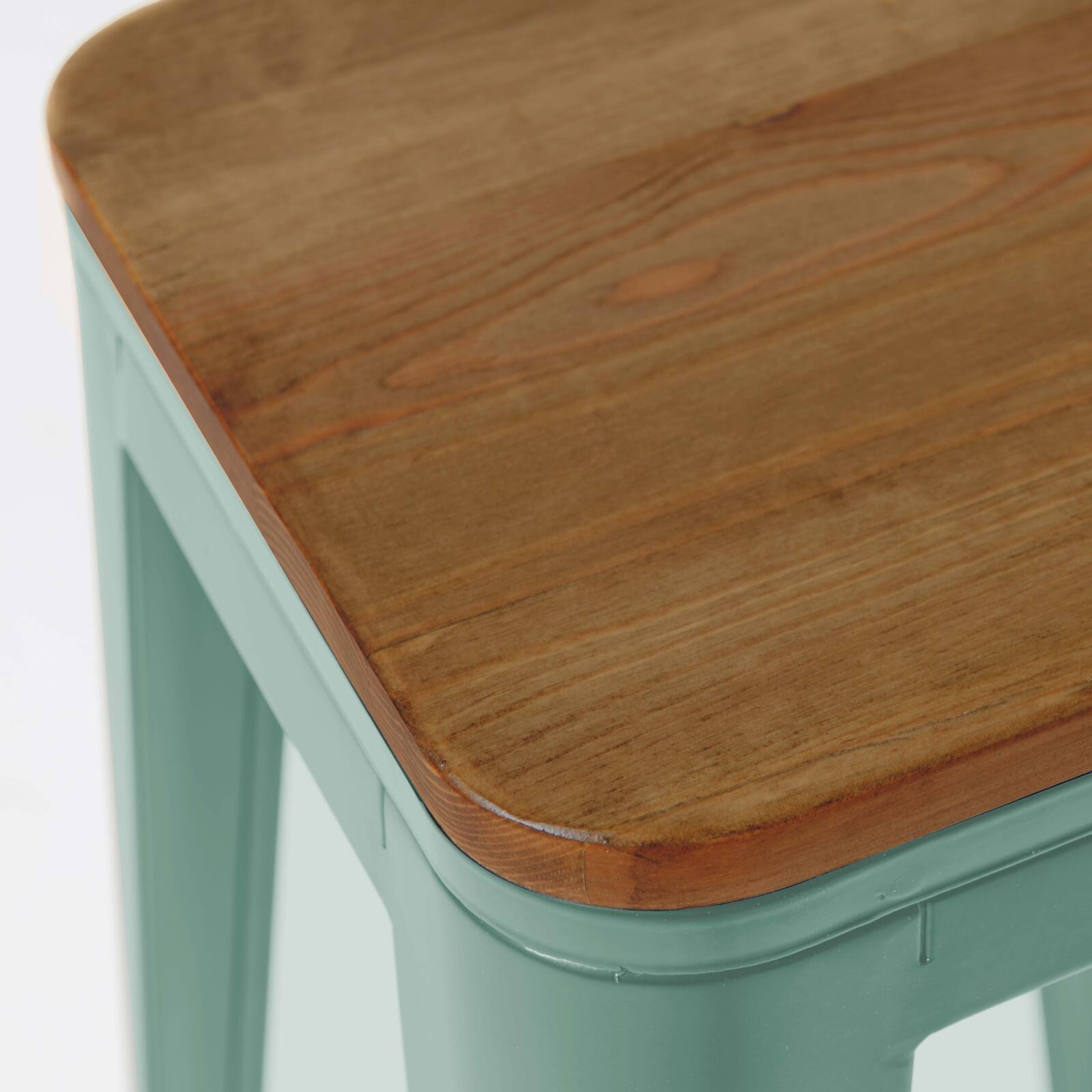 Lot de 4 tabourets de bar en acier mat et bois