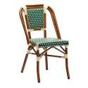 Chaise de terrasse style bistrot parisien en aluminium et rotin synthétique