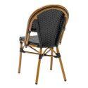 Chaise de terrasse style bistrot parisien en aluminium et rotin synthétique