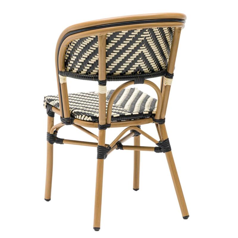 Chaise de terrasse style bistrot parisien en aluminium et rotin synthétique