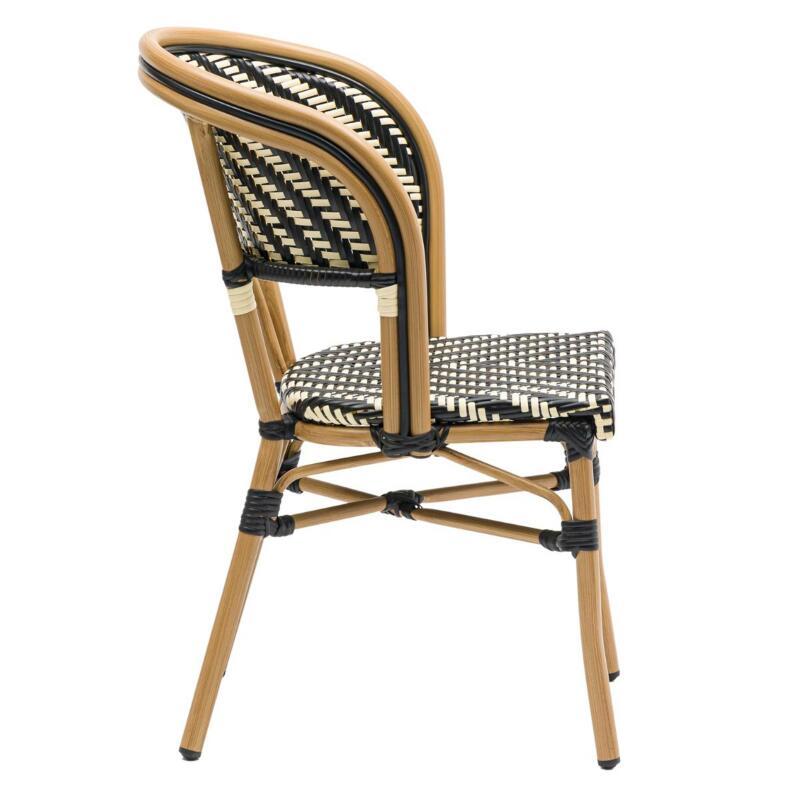 Chaise de terrasse style bistrot parisien en aluminium et rotin synthétique (2/4)