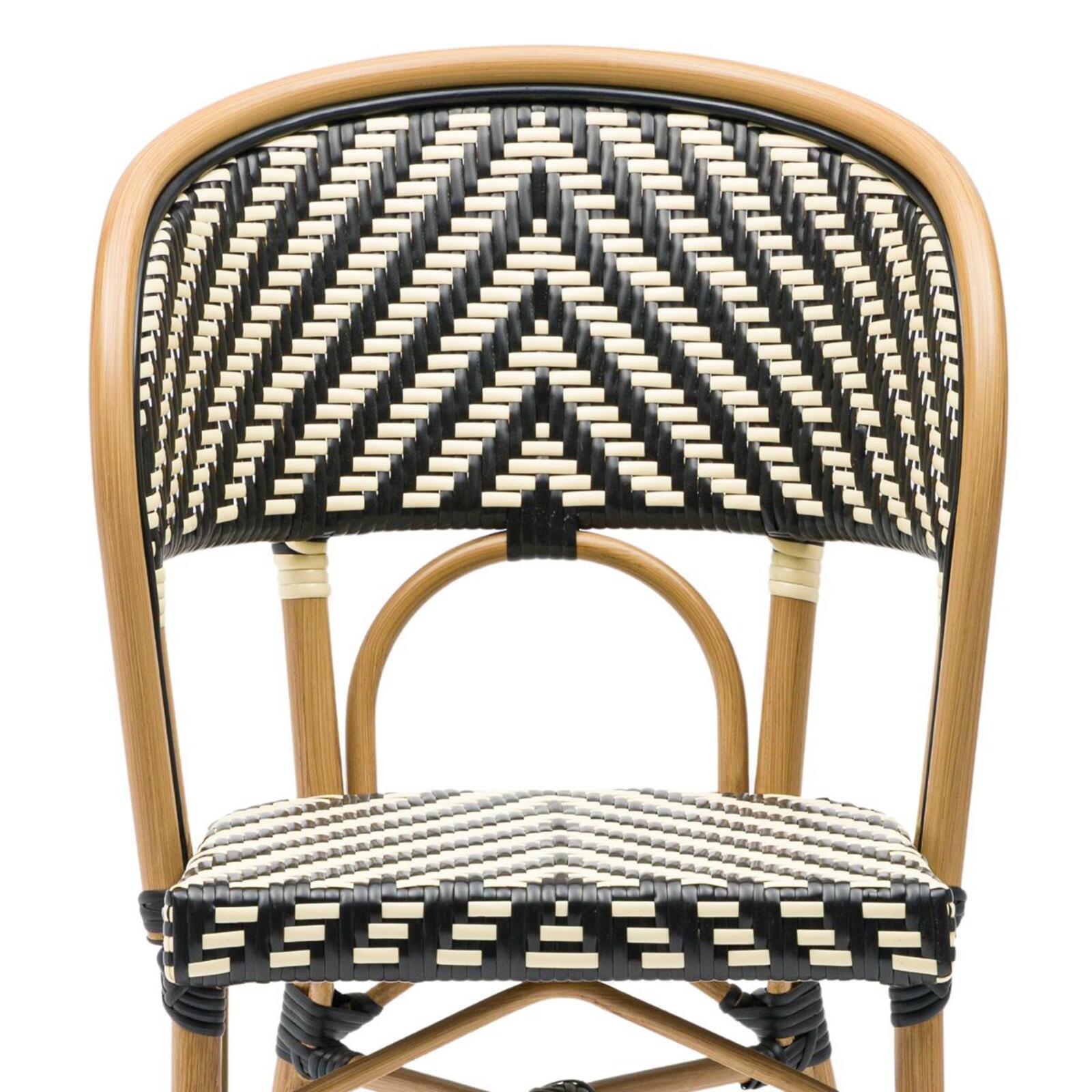 Chaise de terrasse style bistrot parisien en aluminium et rotin synthétique