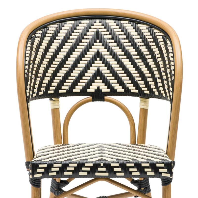 Chaise de terrasse style bistrot parisien en aluminium et rotin synthétique (3/4)