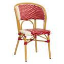 Chaise de terrasse style bistrot parisien en aluminium et rotin synthétique