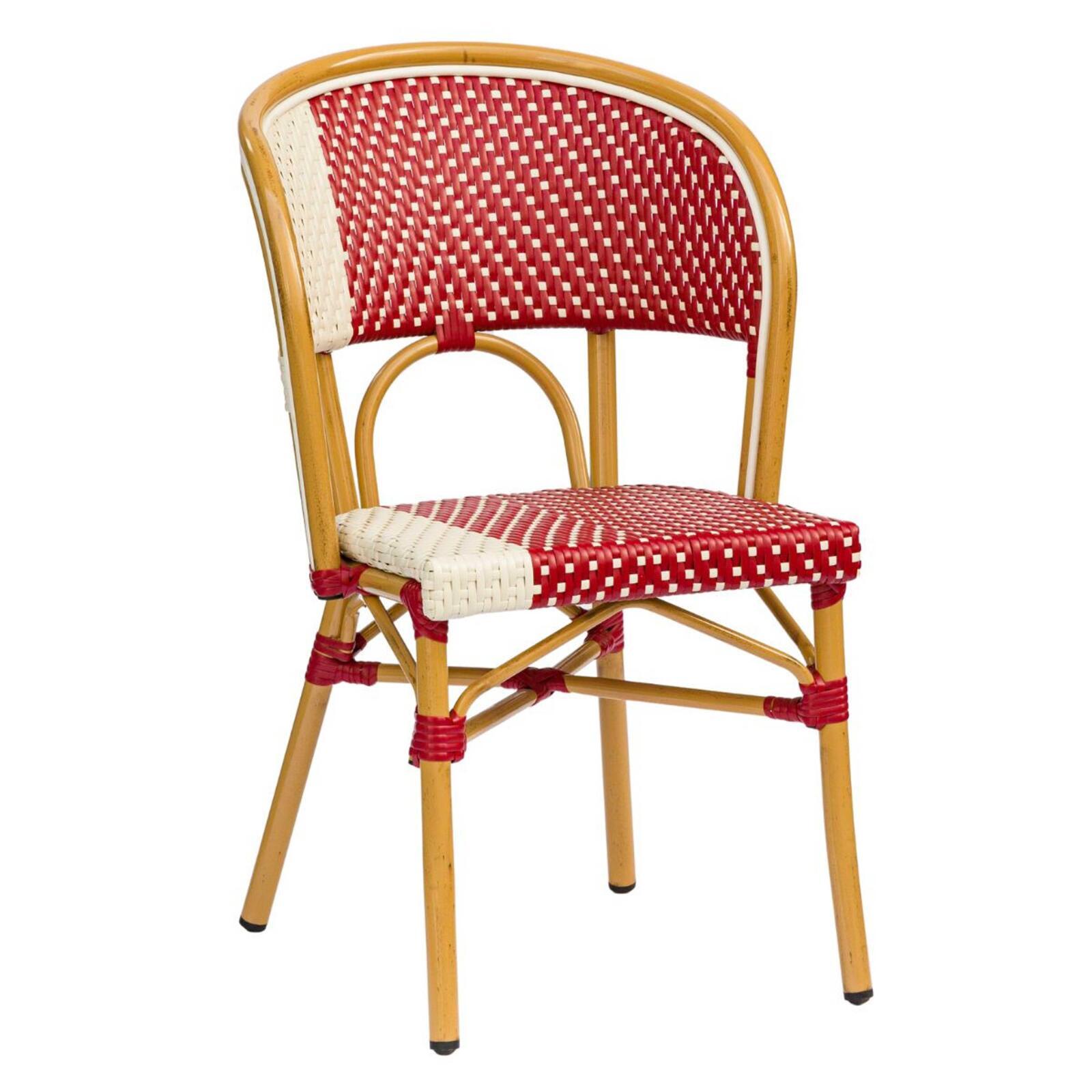 Chaise de terrasse style bistrot parisien en aluminium et rotin synthétique