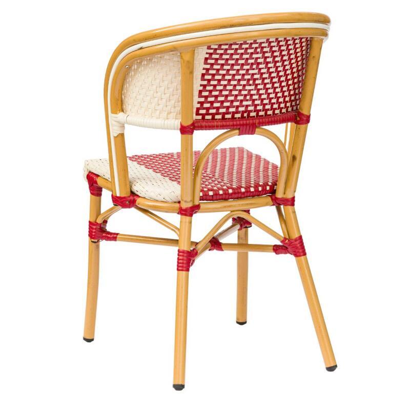 Chaise de terrasse style bistrot parisien en aluminium et rotin synthétique