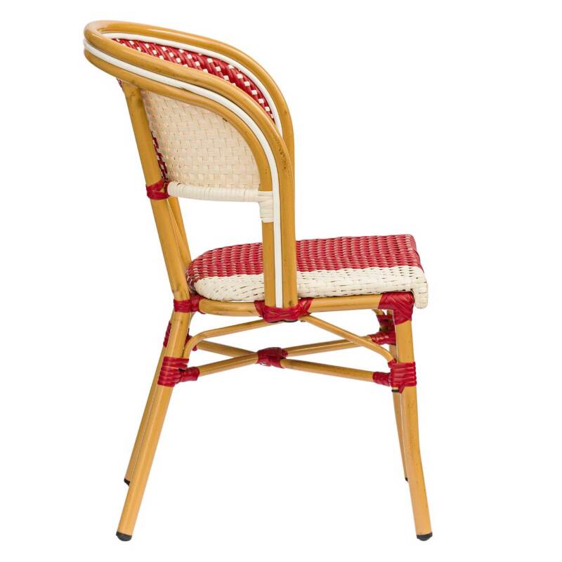 Chaise de terrasse style bistrot parisien en aluminium et rotin synthétique