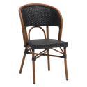 Chaise de terrasse style bistrot parisien en aluminium et rotin synthétique