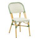 Chaise de terrasse style bistrot parisien en aluminium et rotin synthétique