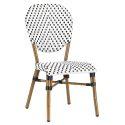 Chaise de terrasse style bistrot parisien en aluminium et rotin synthétique
