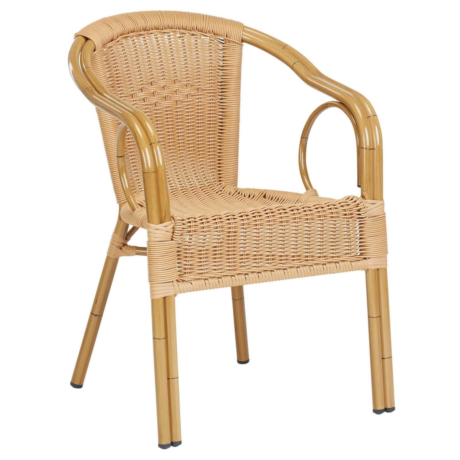 Chaise de jardin en aluminium et rotin synthétique avec accoudoirs