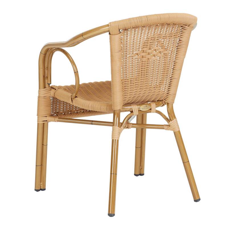 Chaise de jardin en aluminium et rotin synthétique avec accoudoirs