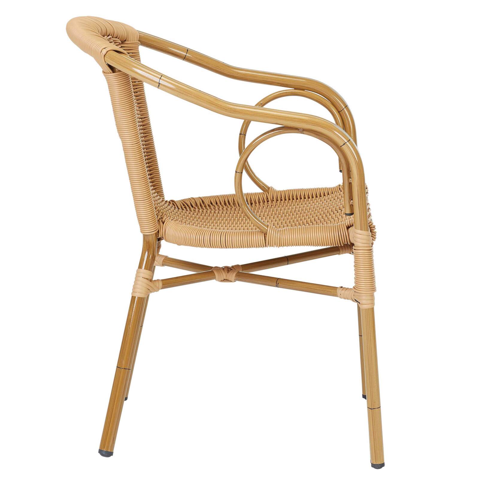 Chaise de jardin en aluminium et rotin synthétique avec accoudoirs