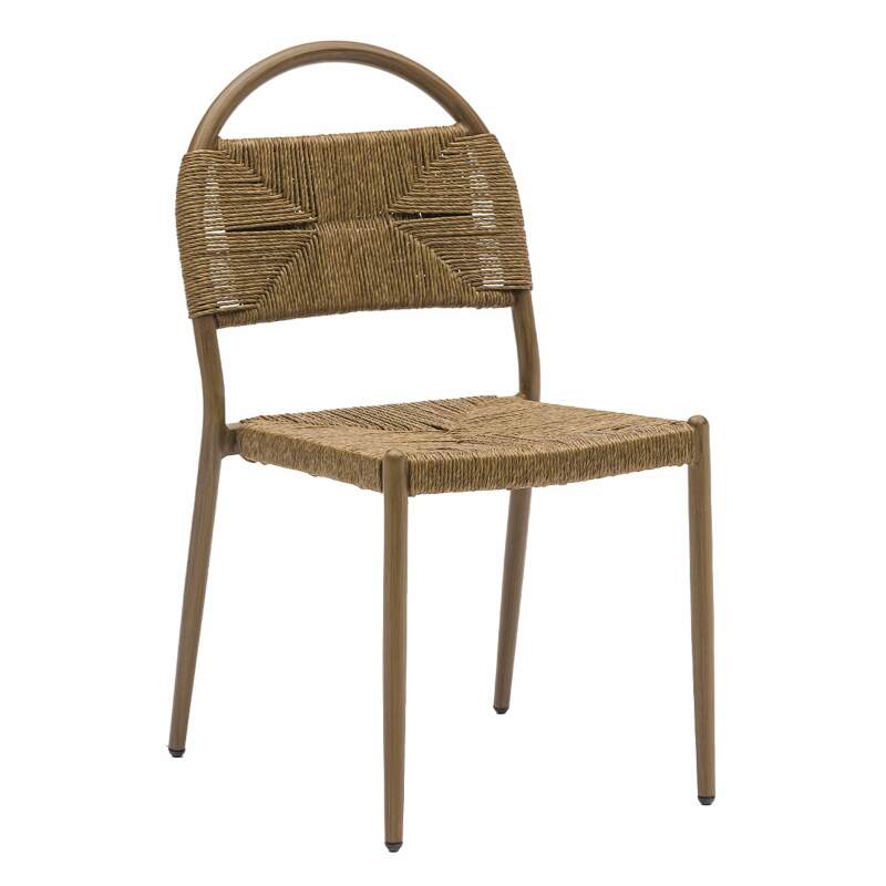 Chaise de terrasse style bistrot parisien en aluminium et rotin synthétique