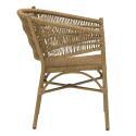 Chaise de terrasse style bistrot parisien en aluminium et rotin synthétique avec accoudoirs