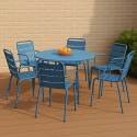 Table de terrasse ronde en métal Ø120 cm et 6 chaises avec accoudoirs