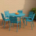 Table de terrasse ronde en métal Ø120 cm et 6 chaises avec accoudoirs