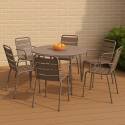 Table de terrasse ronde en métal Ø120 cm et 6 chaises avec accoudoirs