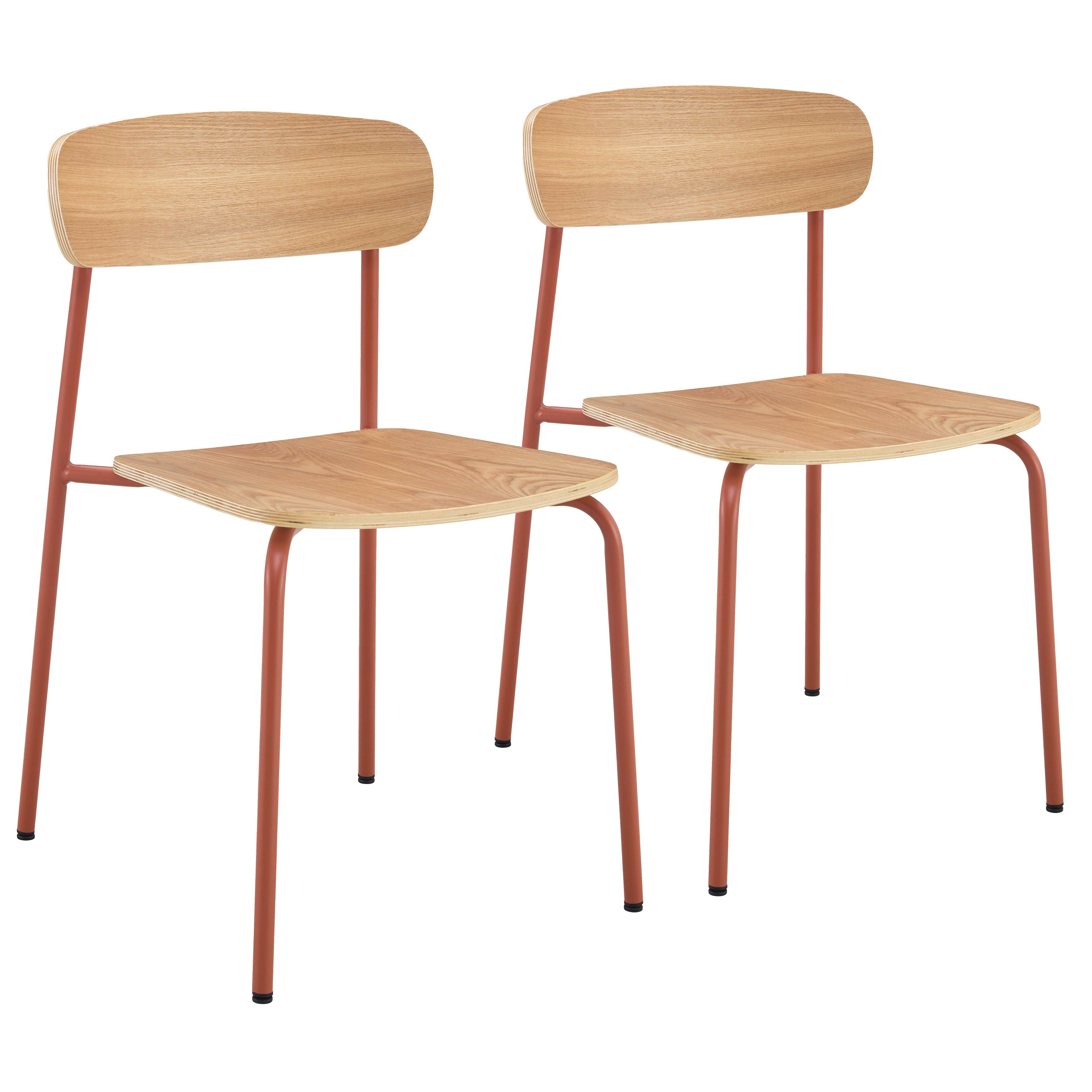 Chaises de restaurant en bois et métal - Lot de 2