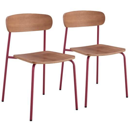 Chaises de restaurant en bois et métal - Lot de 2 | Mobeventpro