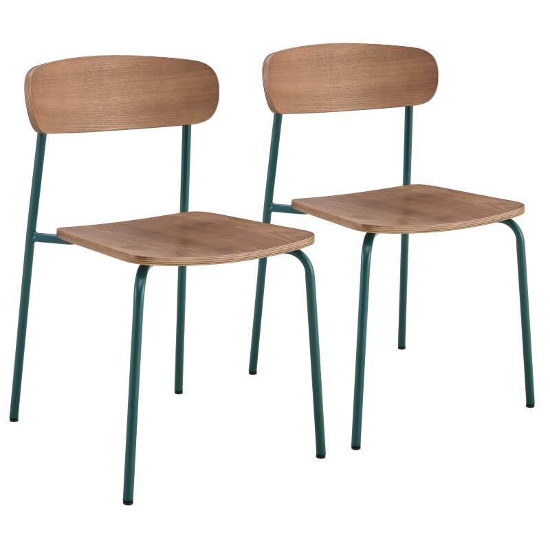 Lot de 2 chaises de restaurant en métal et bois