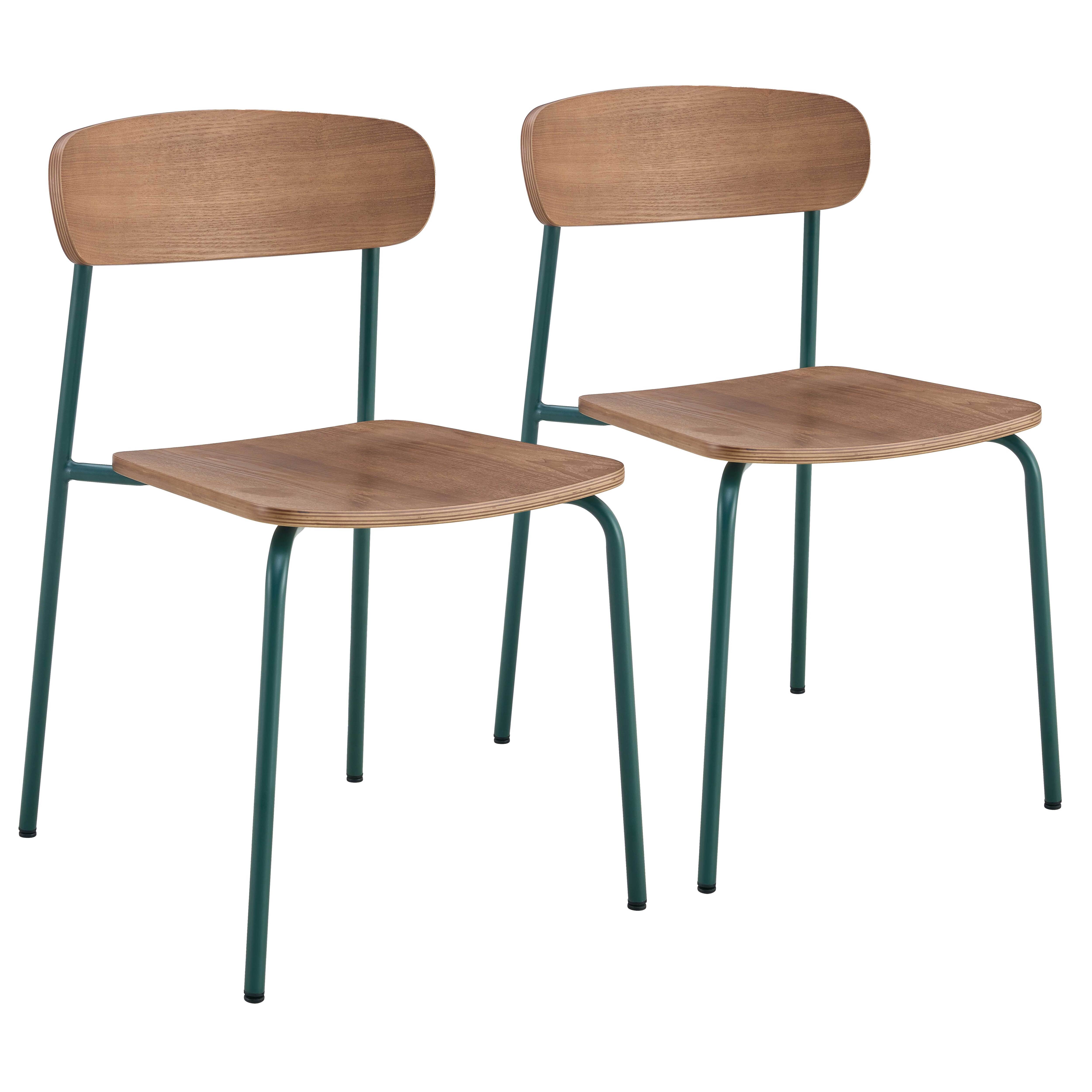 Chaises de restaurant en bois et métal - Lot de 2