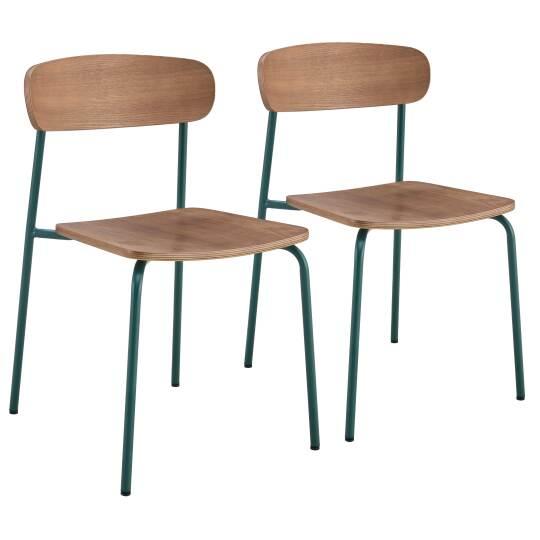 Lot de 2 chaises de restaurant en métal et bois