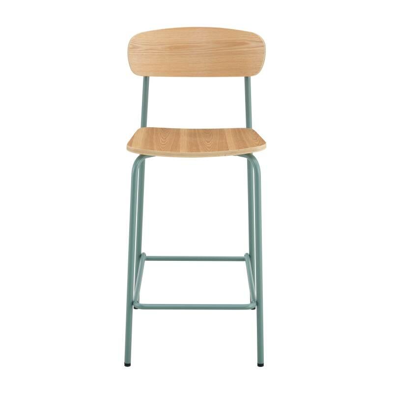 Lot de 2 chaises hautes de restaurant en métal et bois (2/6)