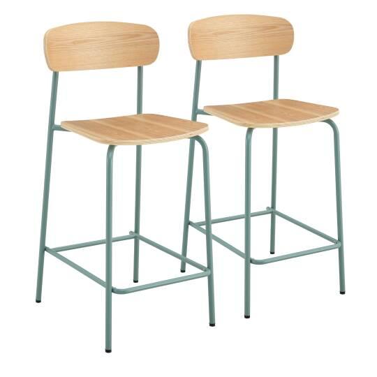 Chaises hautes de restaurant en bois et métal - Lot de 2 | Mobeventpro