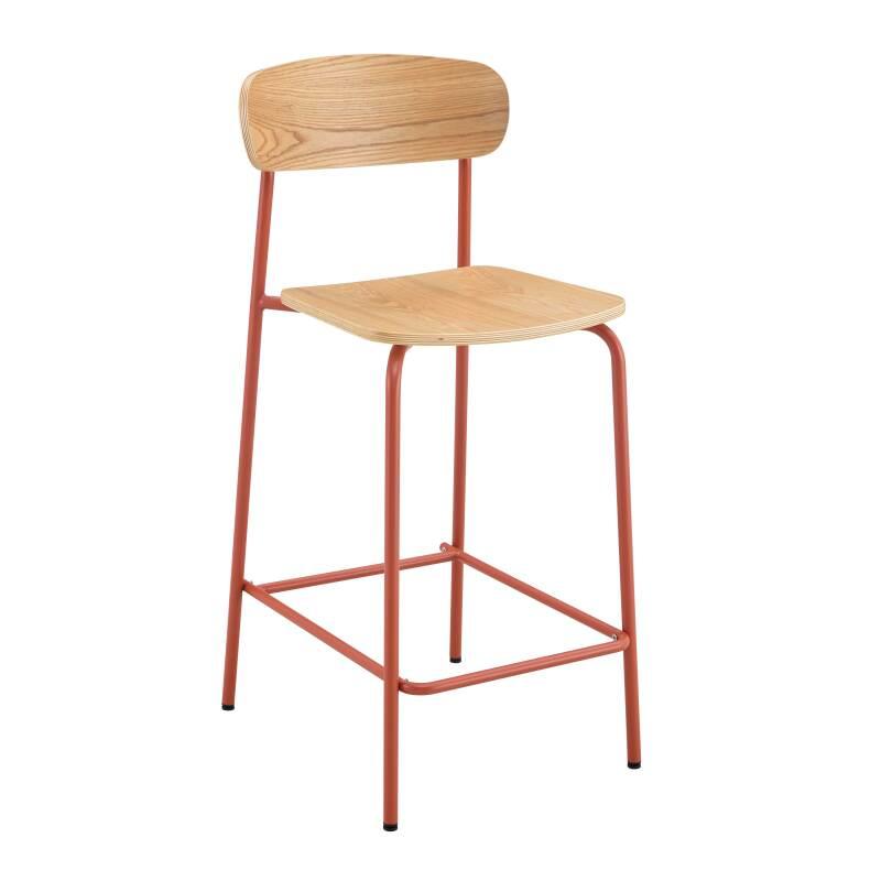 Lot de 2 chaises hautes de restaurant en métal et bois