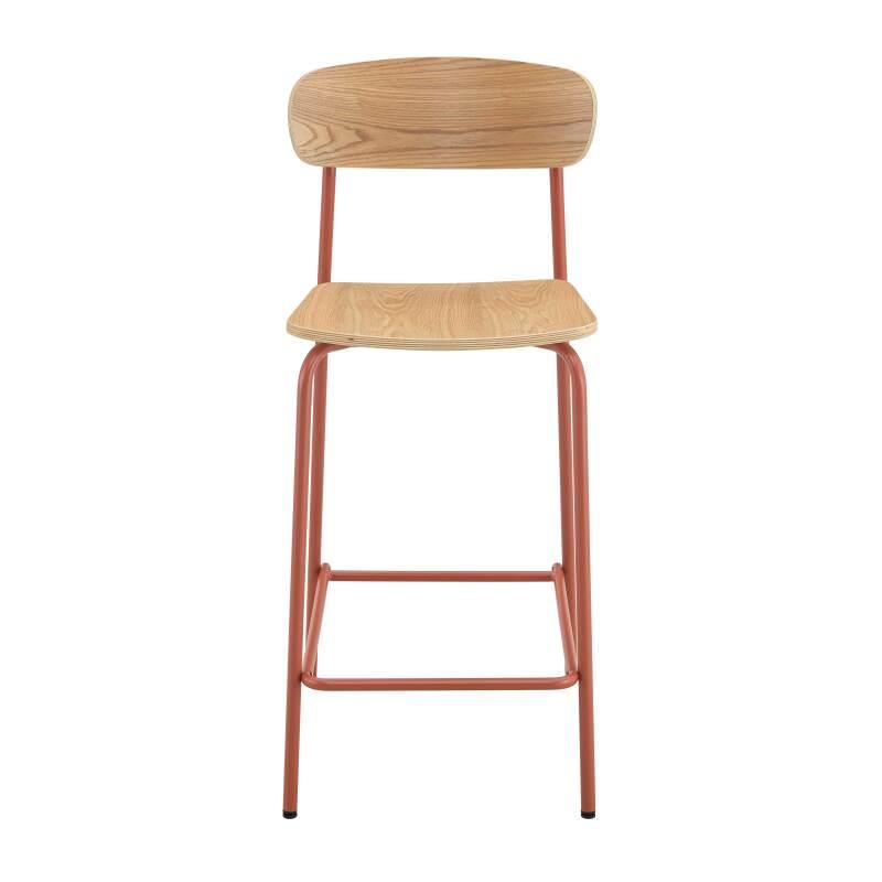 Lot de 2 chaises hautes de restaurant en métal et bois