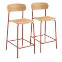 Lot de 2 chaises hautes de restaurant en métal et bois