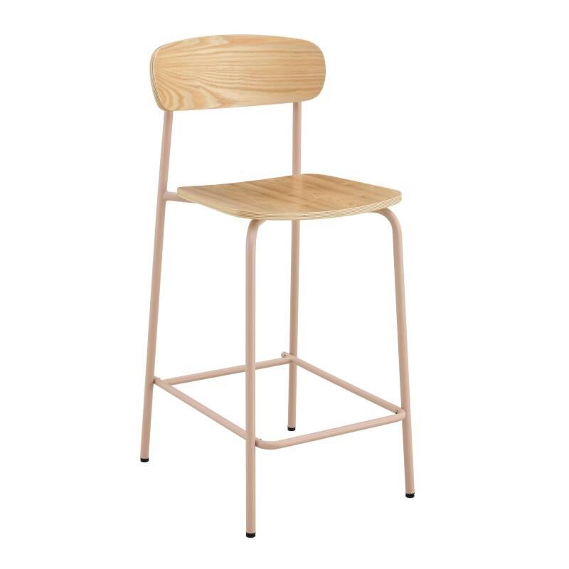 Lot de 2 chaises hautes de restaurant en métal et bois (5/6)