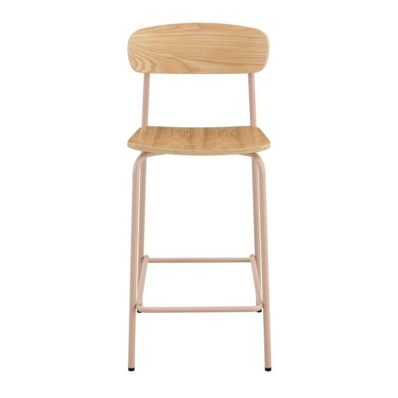 Lot de 2 chaises hautes de restaurant en métal et bois (2/6)