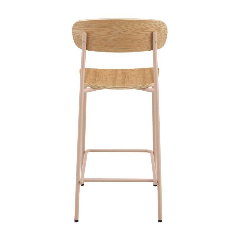 Lot de 2 chaises hautes de restaurant en métal et bois (4/6)