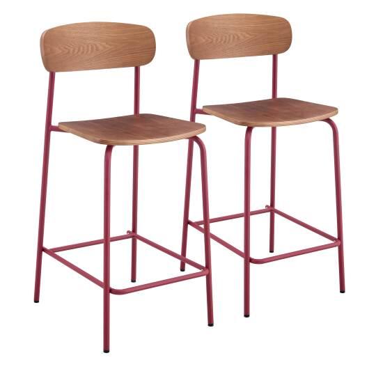 Chaises hautes de restaurant en bois et métal - Lot de 2 | Mobeventpro
