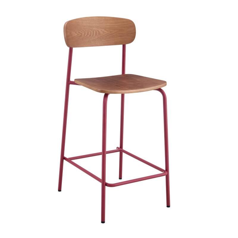 Lot de 2 chaises hautes de restaurant en métal et bois (5/6)