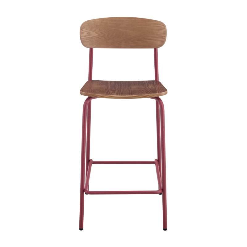 Lot de 2 chaises hautes de restaurant en métal et bois (2/6)