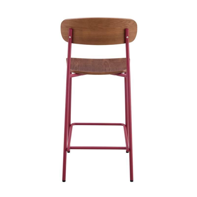 Lot de 2 chaises hautes de restaurant en métal et bois (4/6)