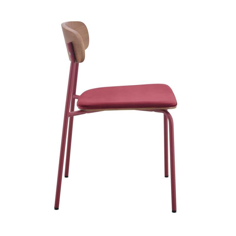 Lot de 2 chaises de restaurant en métal, bois et tissu (3/6)