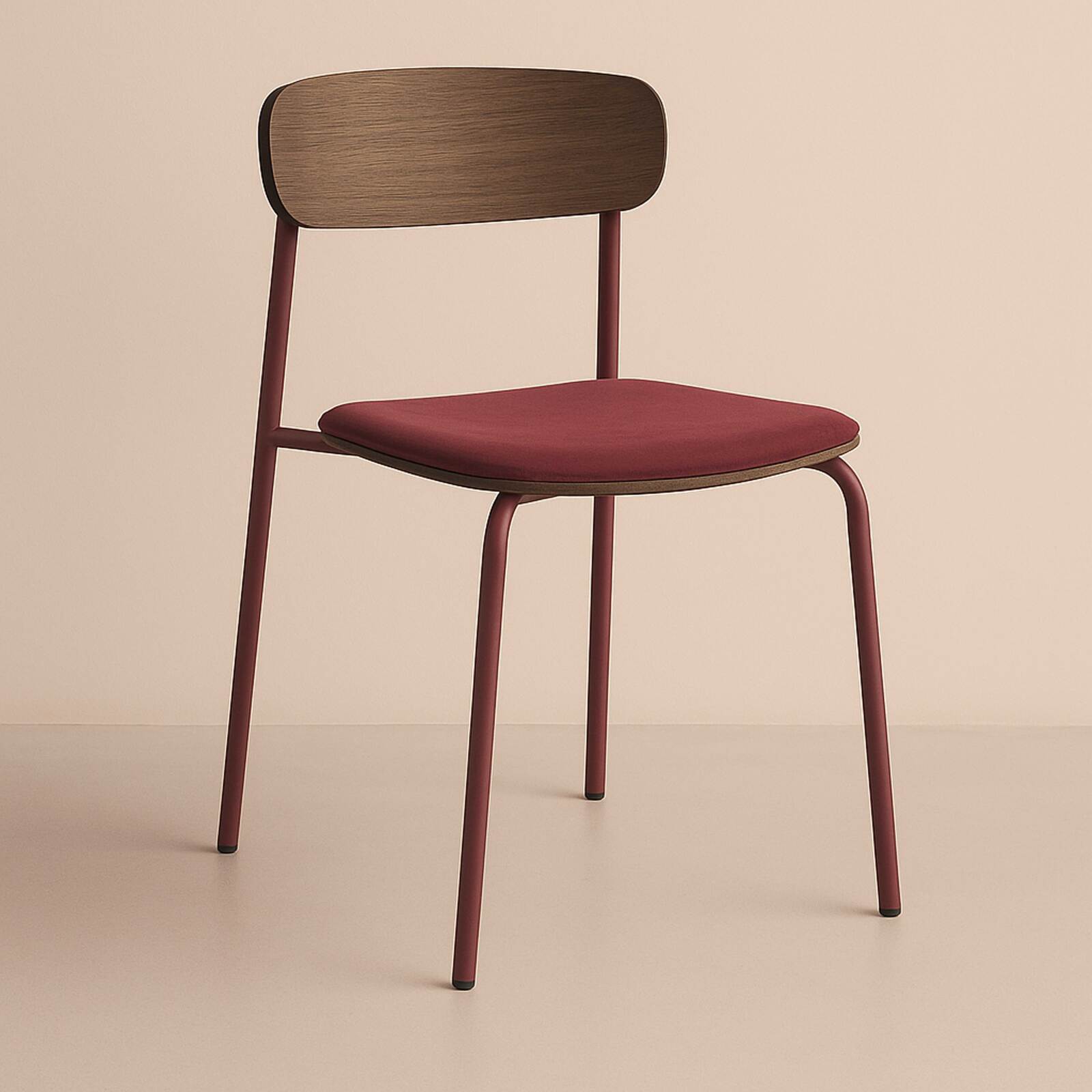 Lot de 2 chaises de restaurant en métal, bois et tissu