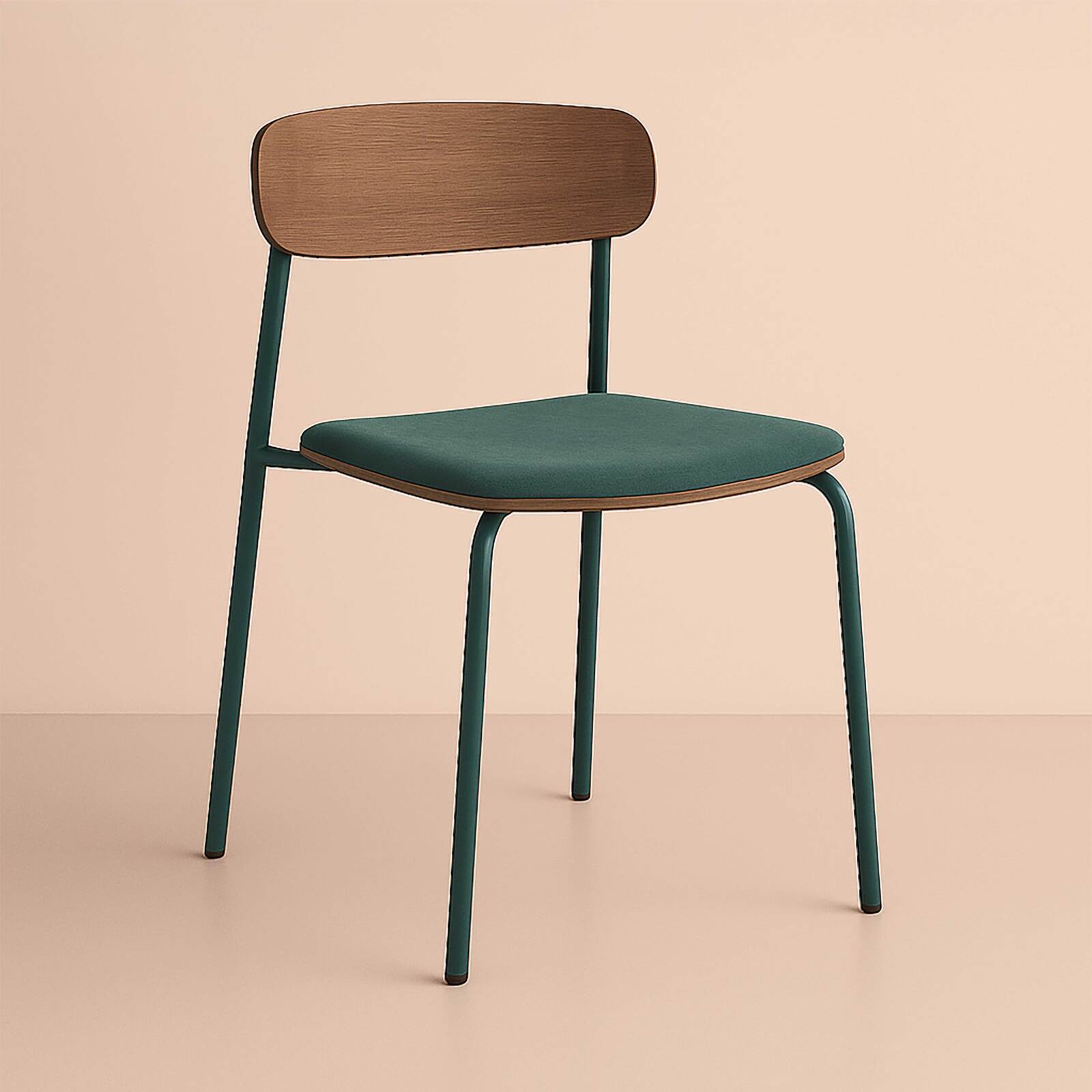 Lot de 2 chaises de restaurant en métal, bois et tissu