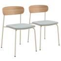 Lot de 2 chaises de restaurant en métal, bois et tissu
