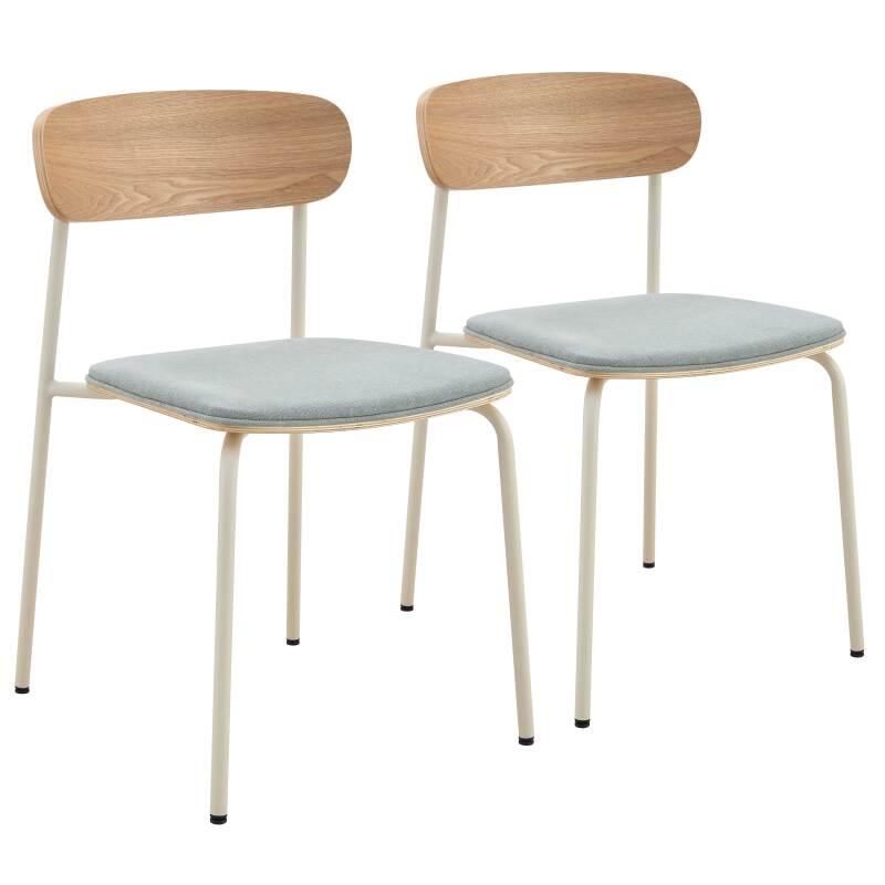Lot de 2 chaises de restaurant en métal, bois et tissu